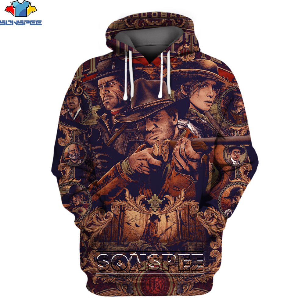 3-D print hoodie collection 1 red dead redemption (Variants Available)