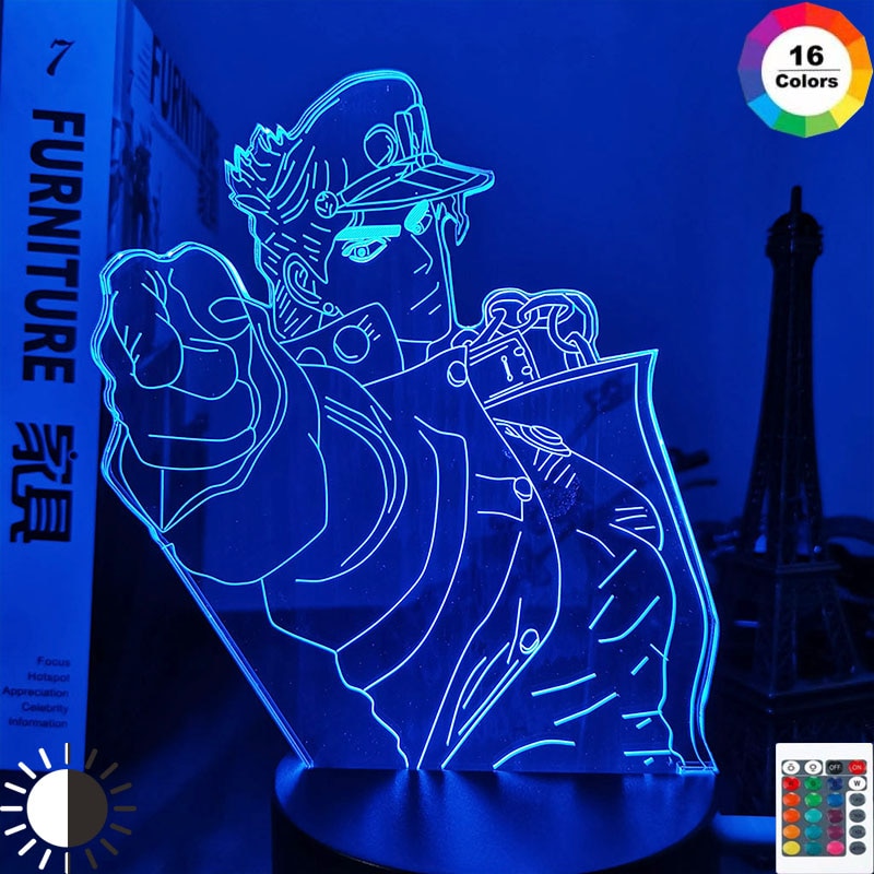 miflame 3d Light Anime JoJo Bizarre Adventure Jotaro Kujo for Bedroom Decor Light Birthday Gift for Him Jojo Led Lamp Manga - House Of Fandom