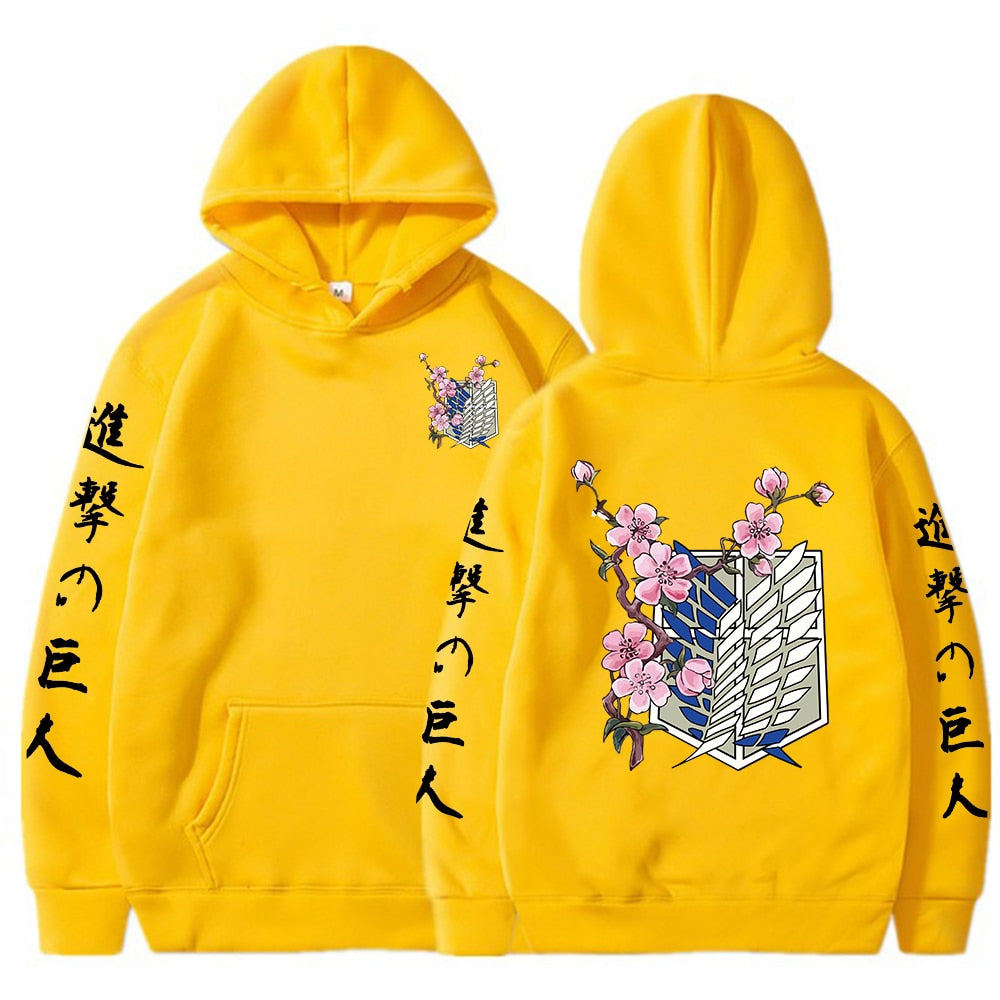 Printed Cherry Blossom Scout Regiment Hoodie Attack on Titan (Colors Available) - House Of Fandom