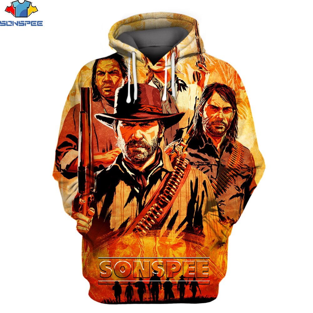 3-D print hoodie collection 1 red dead redemption (Variants Available)