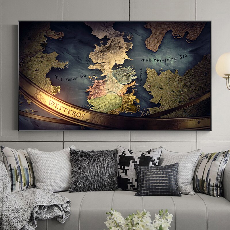 Seven Kingdoms Map Canvas Painting Game of Thrones