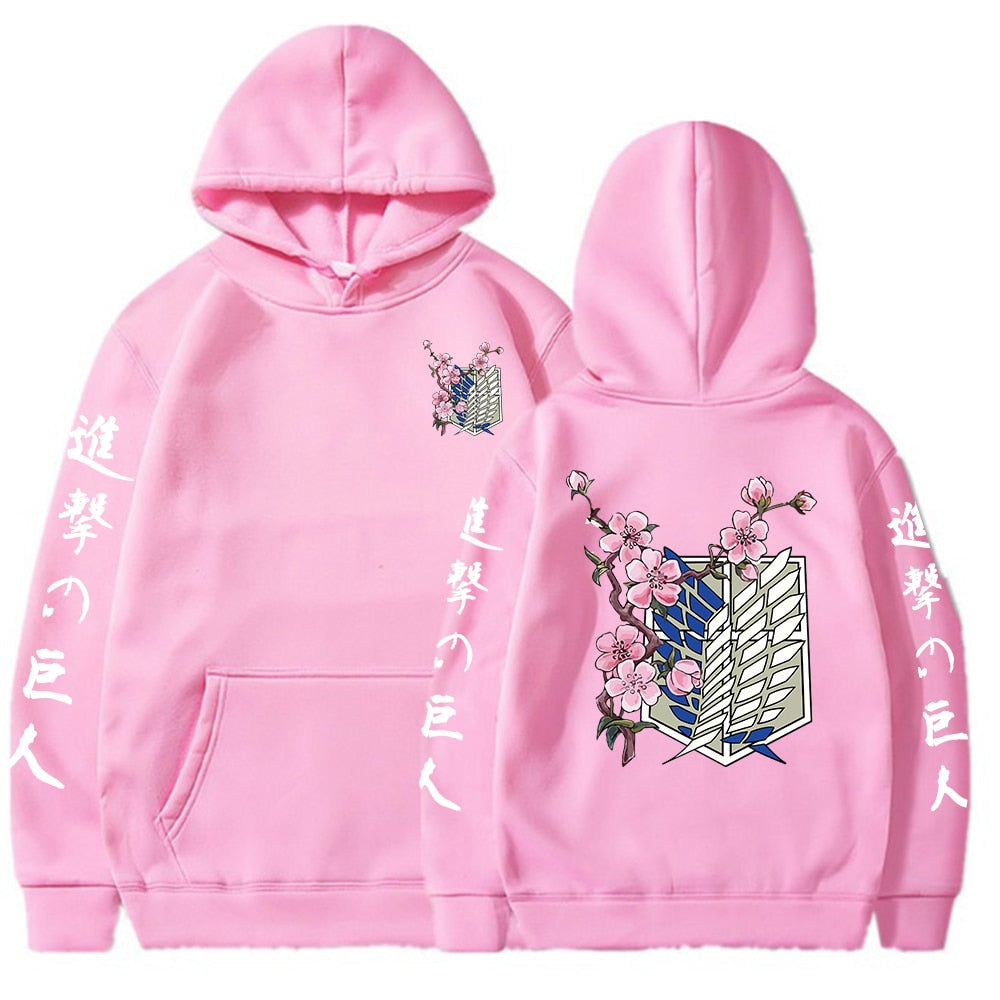 Printed Cherry Blossom Scout Regiment Hoodie Attack on Titan (Colors Available) - House Of Fandom