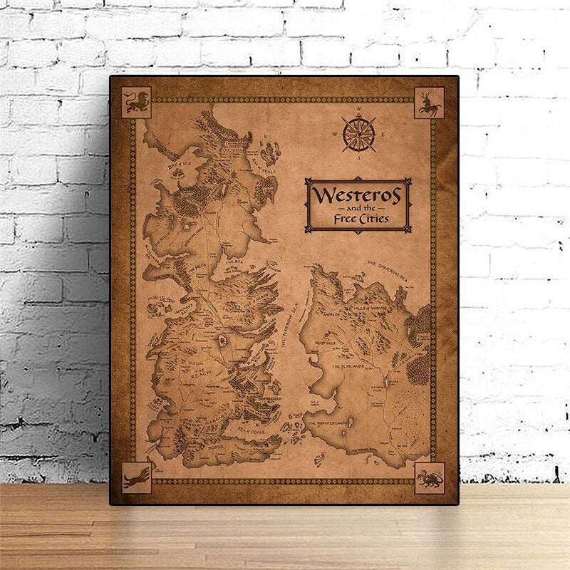 Seven Kingdoms Map Canvas Painting Game Of Thrones