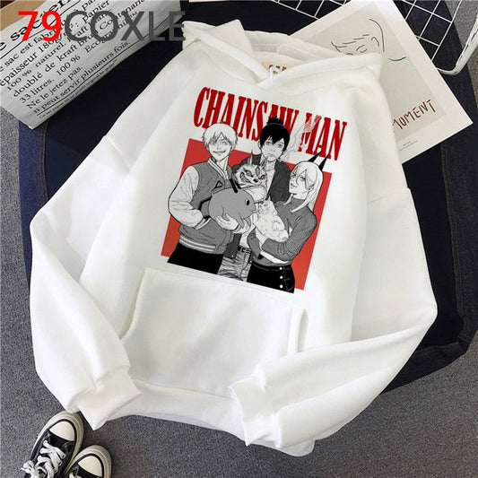 White Graphic Hoodies Set-2 Chainsaw Man (Variants Available) - House Of Fandom