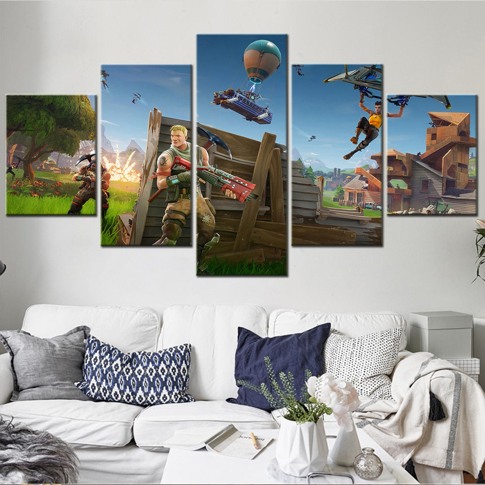 Canvas 5 Panel Wall Painting With/Without Frame Fortnite (Sizes Available)