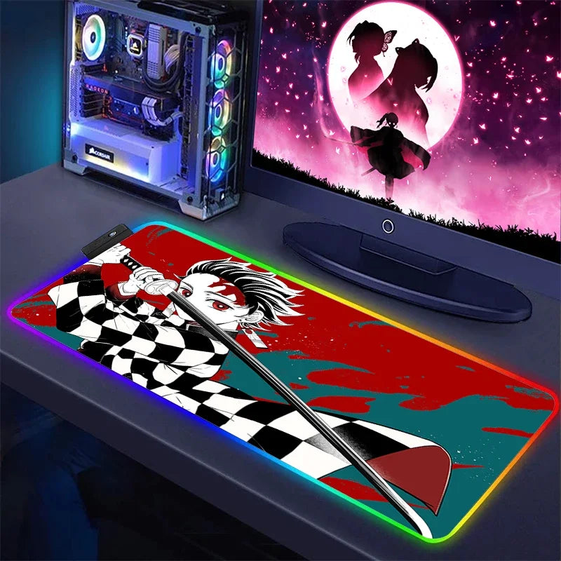 Demon Slayer Kimetsu No Yaiba Mouse Pad | RGB Gaming Mat with LED Backlit Design