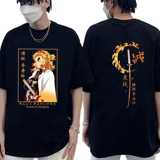 Demon Slayer Rengoku Kyoujurou Anime Print Oversized T-Shirt (Colours Available)