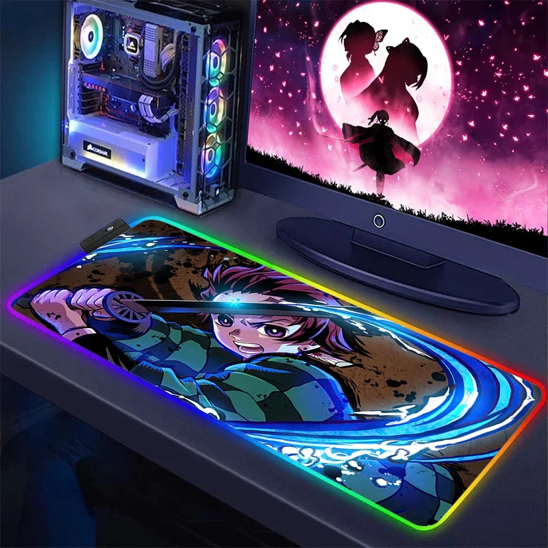 Demon Slayer Kimetsu No Yaiba Mouse Pad | RGB Gaming Mat with LED Backlit Design