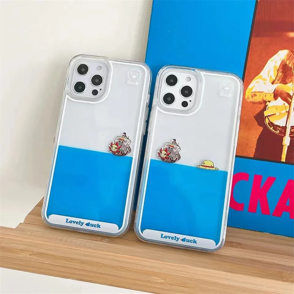 One Piece Liquid Quicksand Transparent Case For iPhone (Variants Available)