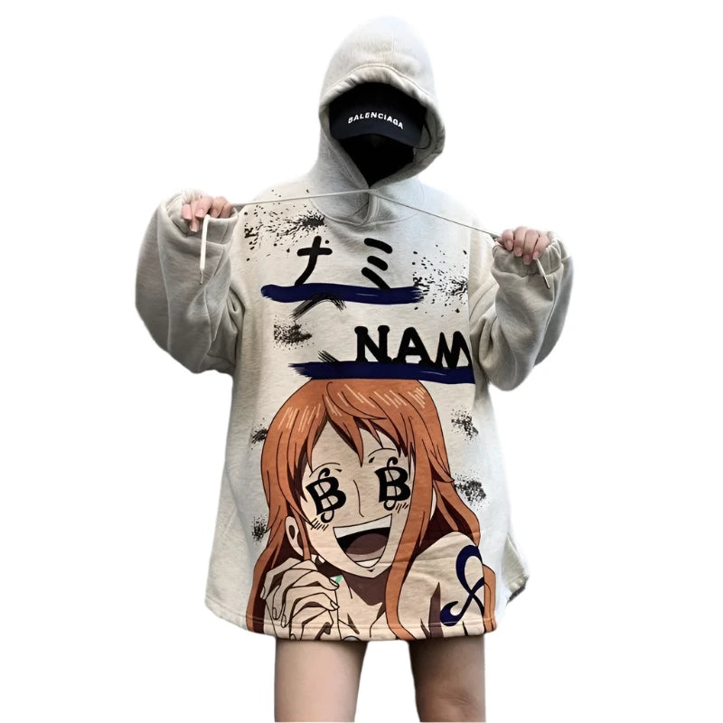 One Piece Zoro Nami Anime Print Thin Hoodie Sweatshirt