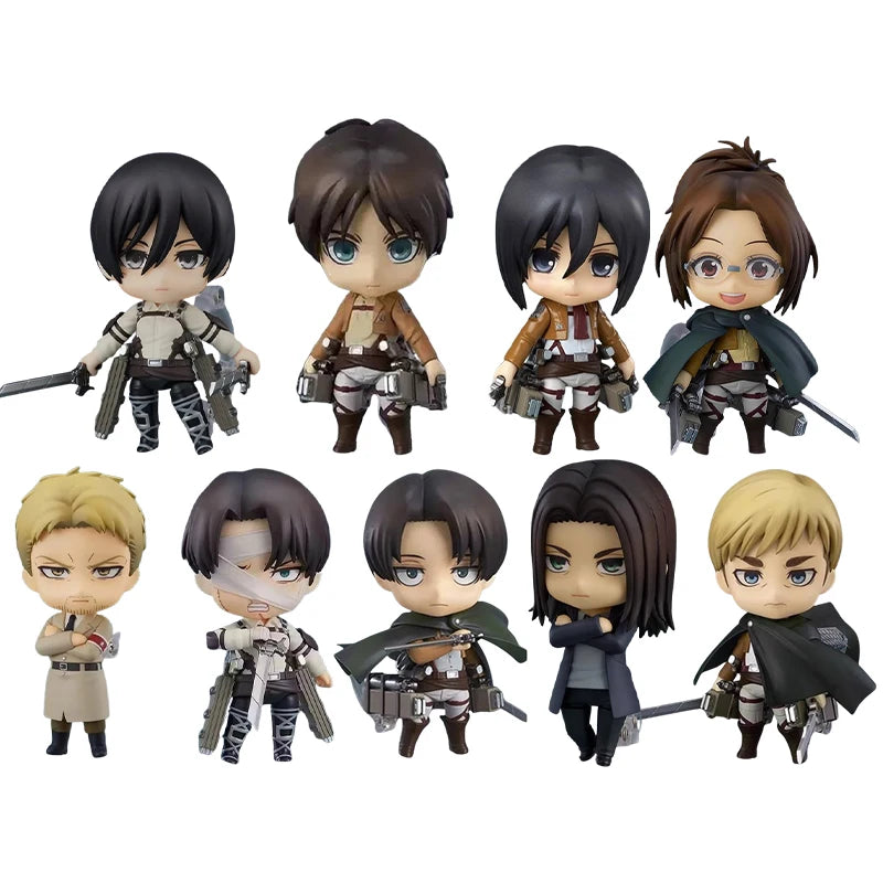 10cm Attack On Titan Eren-Levi-Mikasa-Erwin-Reiner-Hange Nendoroid Action Figures/Figurines