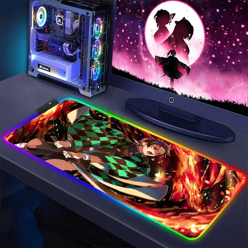 Demon Slayer Kimetsu No Yaiba Mouse Pad | RGB Gaming Mat with LED Backlit Design