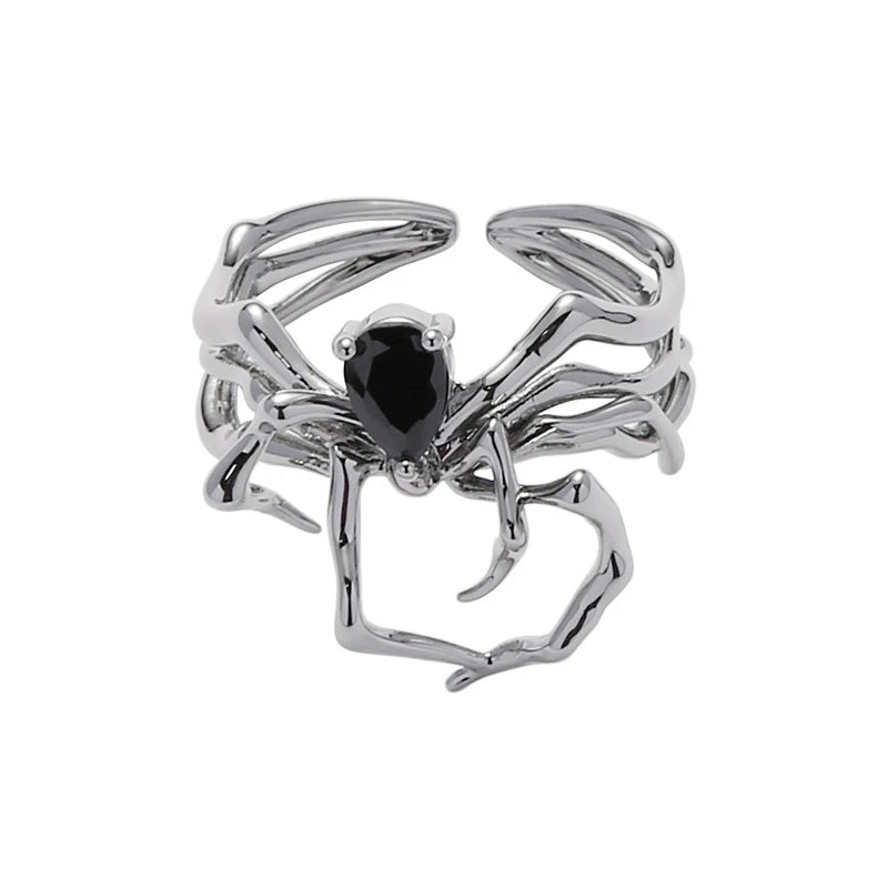 Anime HunterxHunter Phantom Troupe Black Heart Spider Web Opening Finger Rings