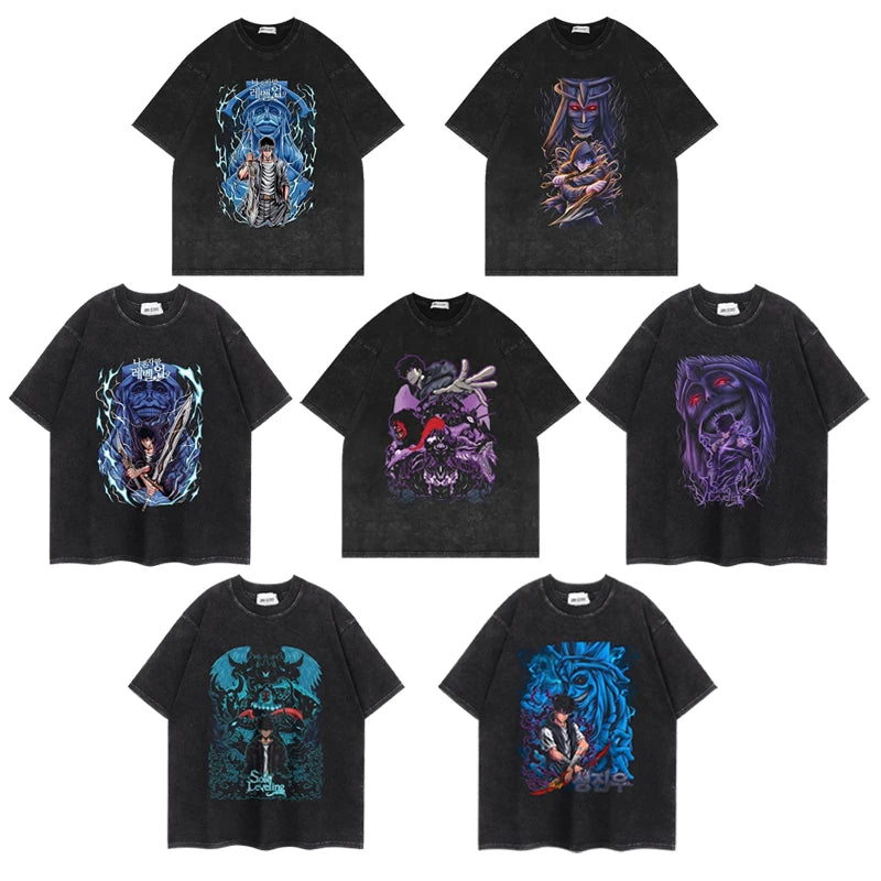 Solo Leveling Anime Oversized Graphic Cotton Streetwear T-Shirt for Men (Variants Available)