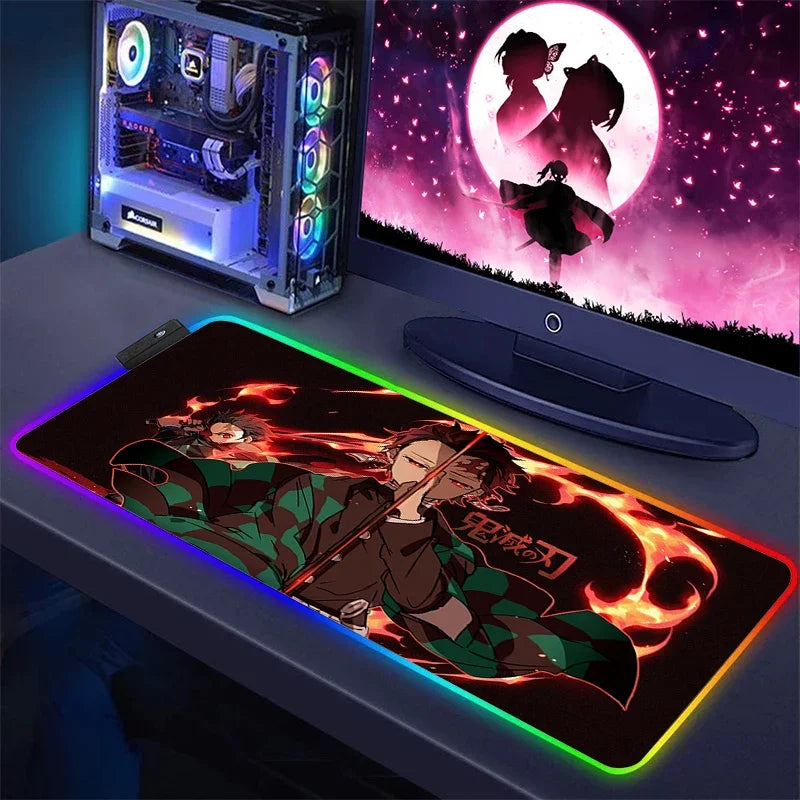 Demon Slayer Kimetsu No Yaiba Mouse Pad | RGB Gaming Mat with LED Backlit Design