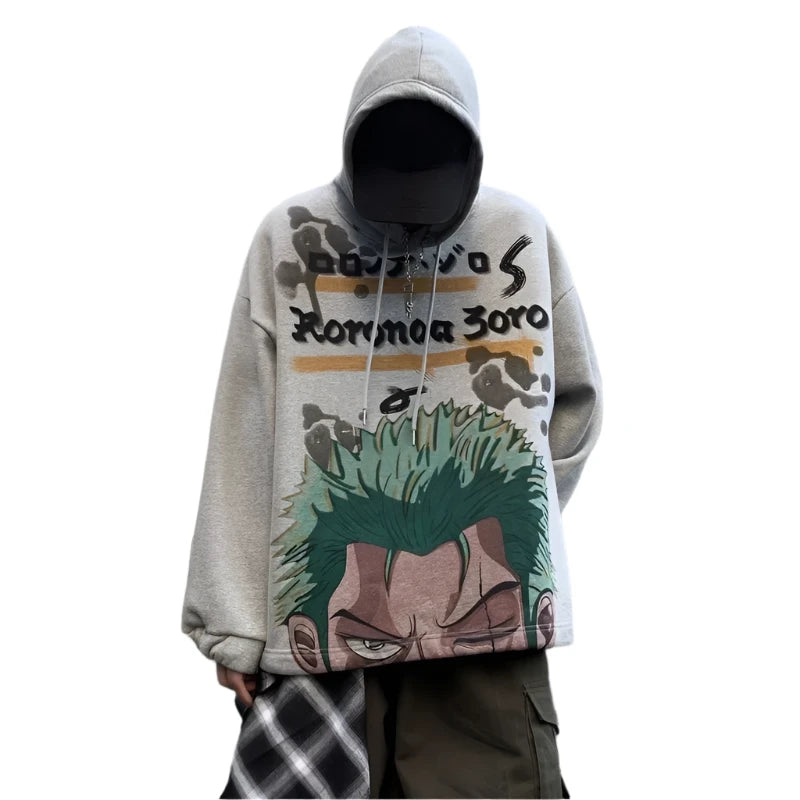 One Piece Zoro Nami Anime Print Thin Hoodie Sweatshirt