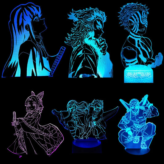 Demon Slayer Nezuko/Tanjirou/Zenitsu/Akaza LED 3D Night Lights Set 2