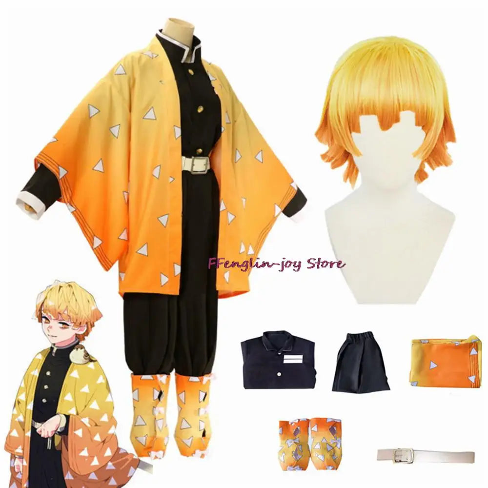 Agatsuma Zenitsu Cosplay Costume Set-Demon Slayer