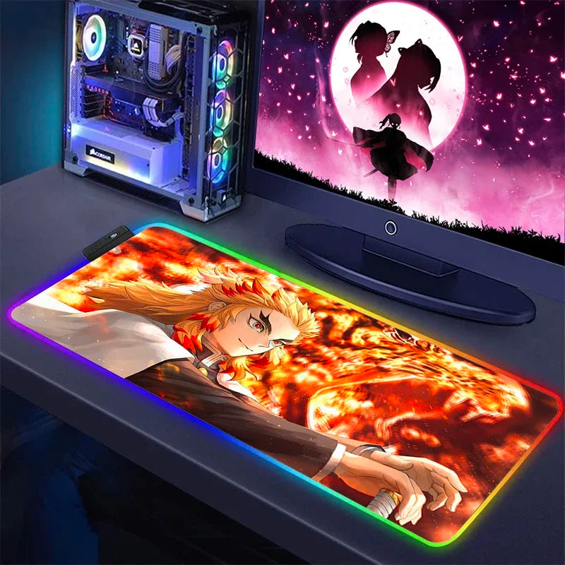 Demon Slayer Kimetsu No Yaiba Mouse Pad | RGB Gaming Mat with LED Backlit Design