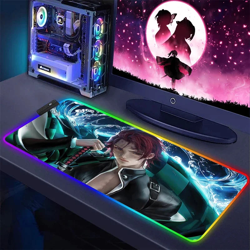 Demon Slayer Kimetsu No Yaiba Mouse Pad | RGB Gaming Mat with LED Backlit Design