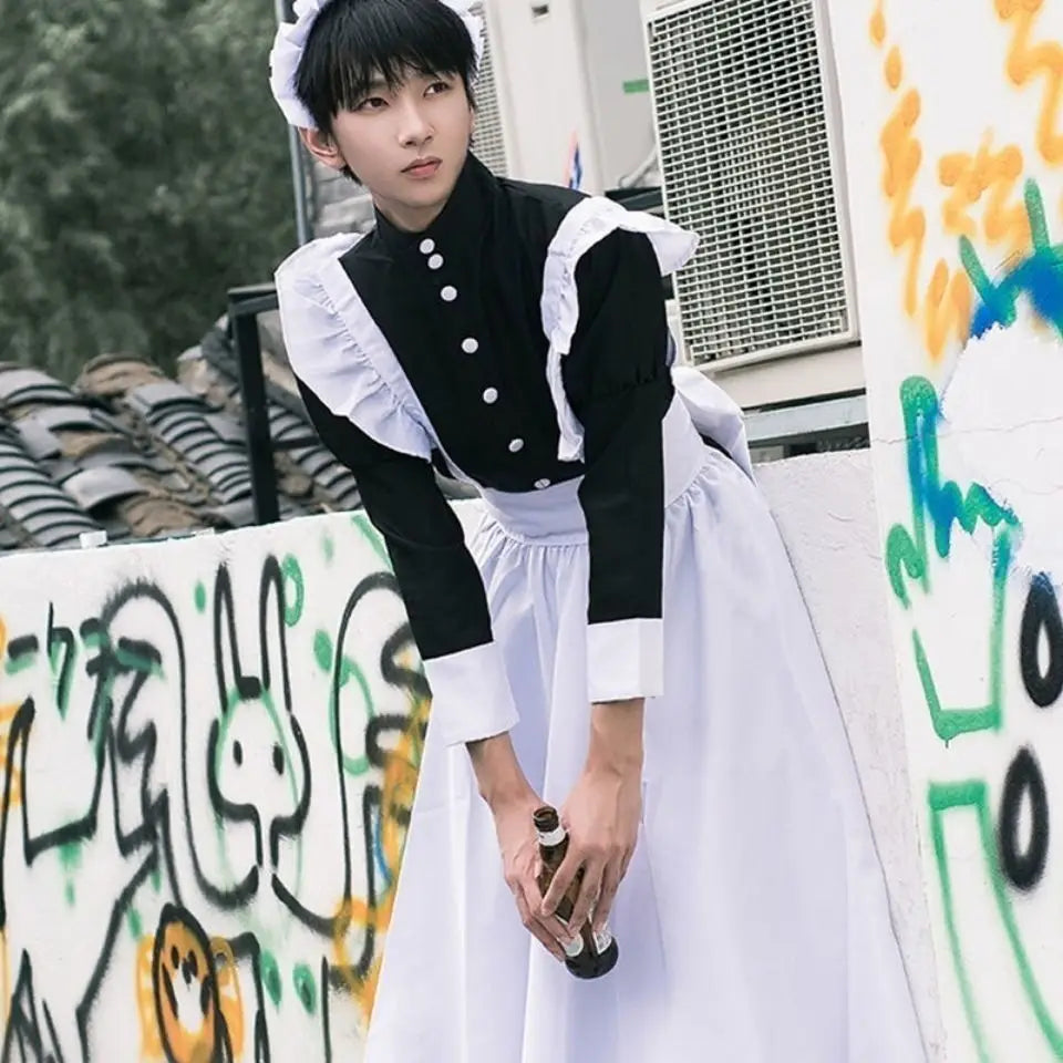 Unisex Lolita Maid Outfit – Long Dress & Apron Cosplay Costume jujutsu kaisen