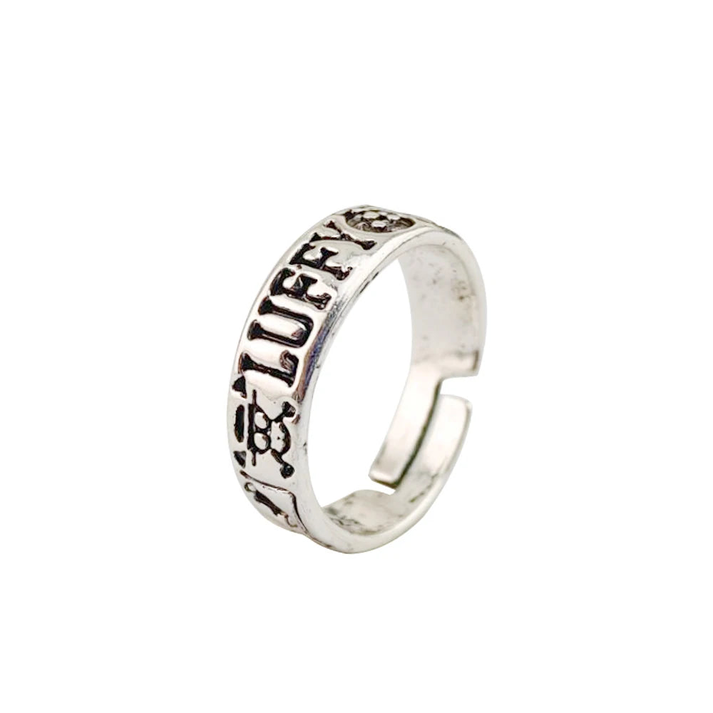 One Piece Law, Luffy , Ace Printed Adjustable Silver Ring