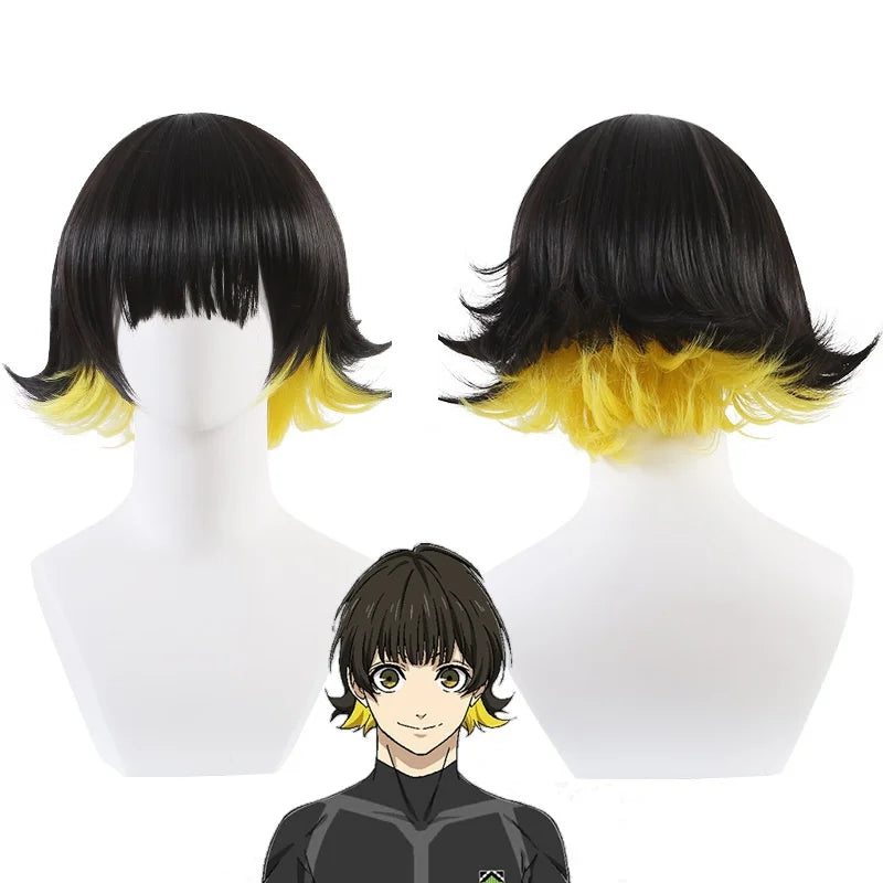 Blue Lock Bachira Meguru Cosplay Wig Black Yellow Hair