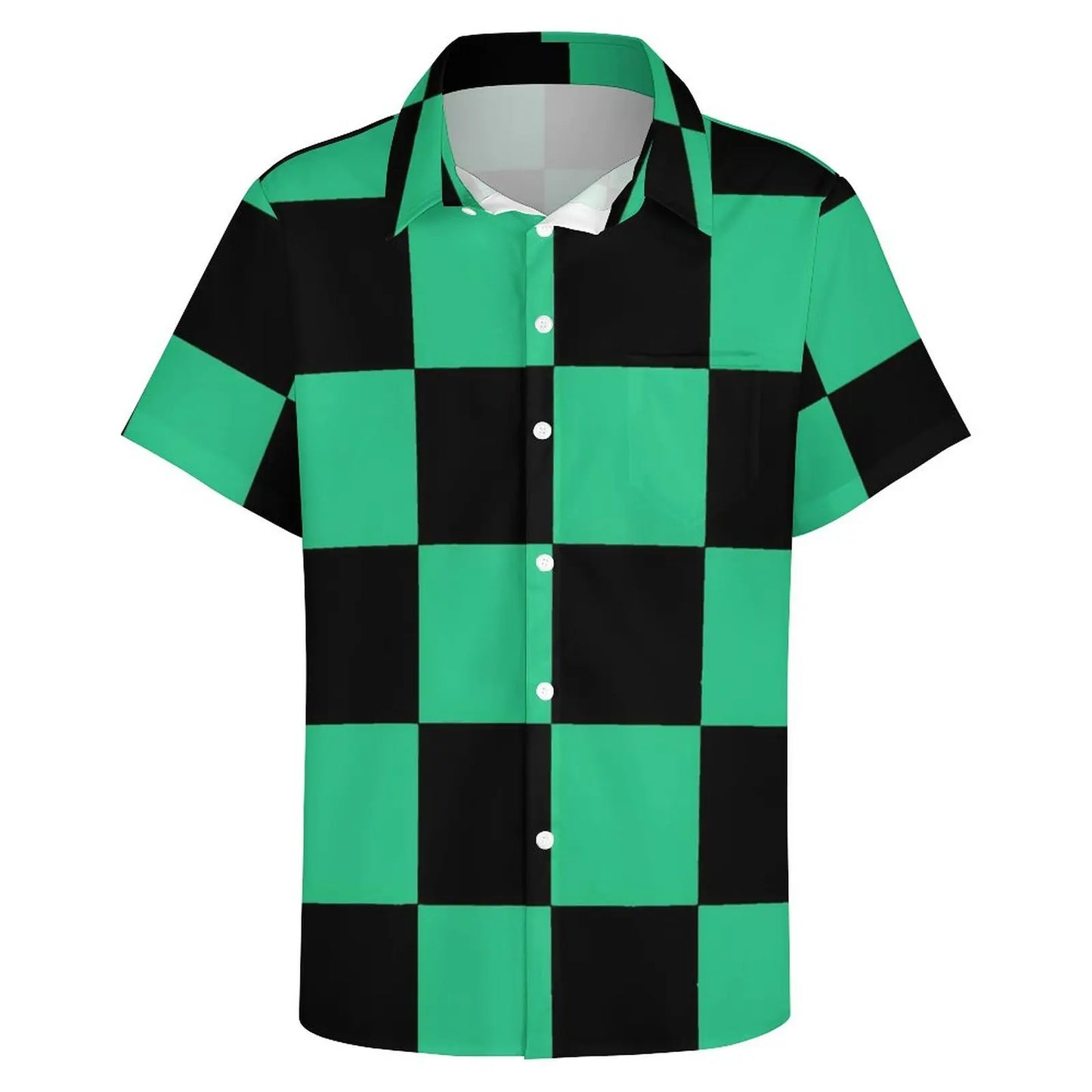 Tanjiro Kamado Green Black Plaid Shirt: Kimetsu No Yaiba Anime Demon Slayer Shirt