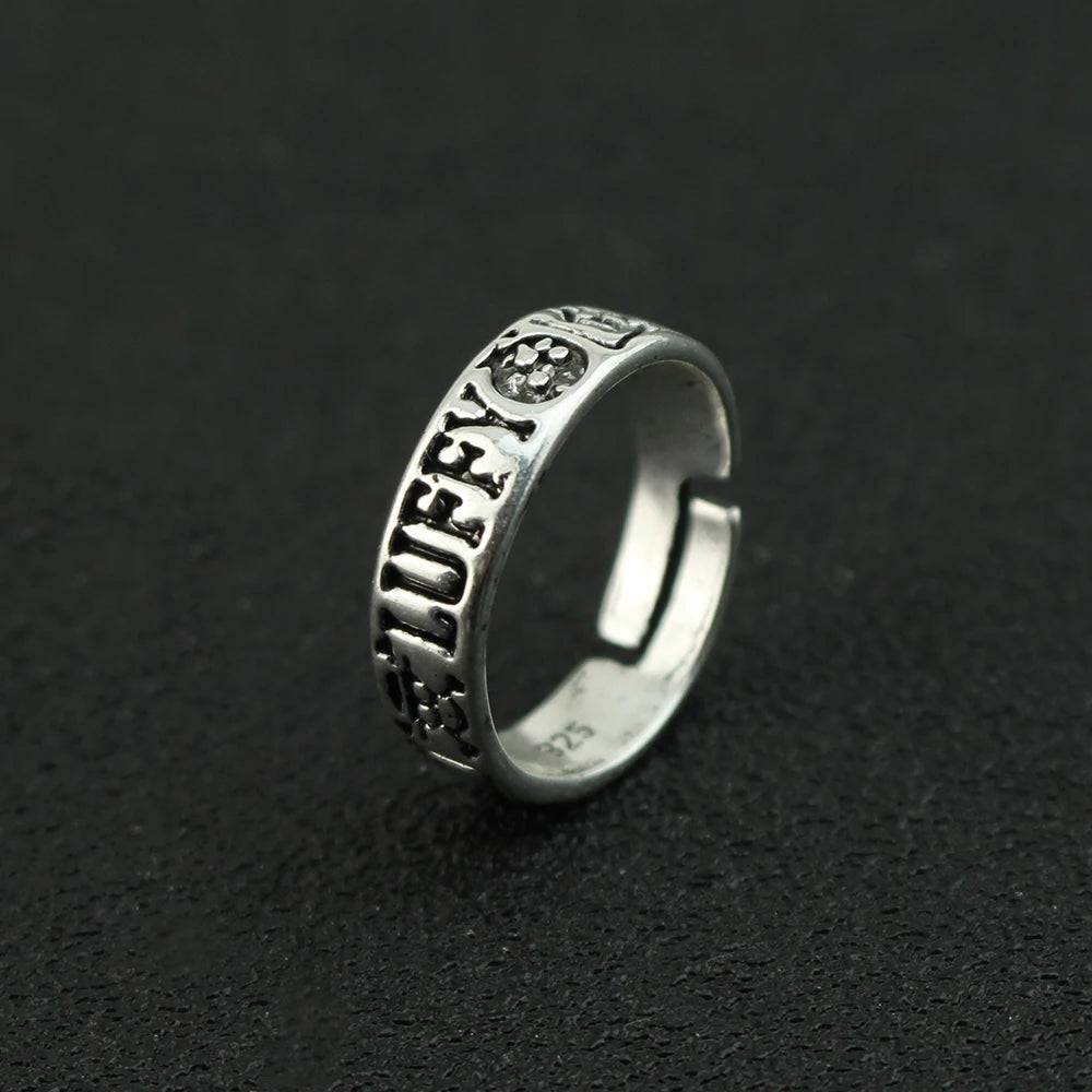 One Piece Law, Luffy , Ace Printed Adjustable Silver Ring