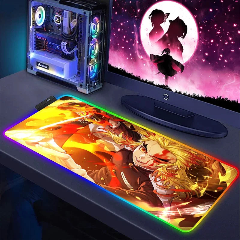 Demon Slayer Kimetsu No Yaiba Mouse Pad | RGB Gaming Mat with LED Backlit Design