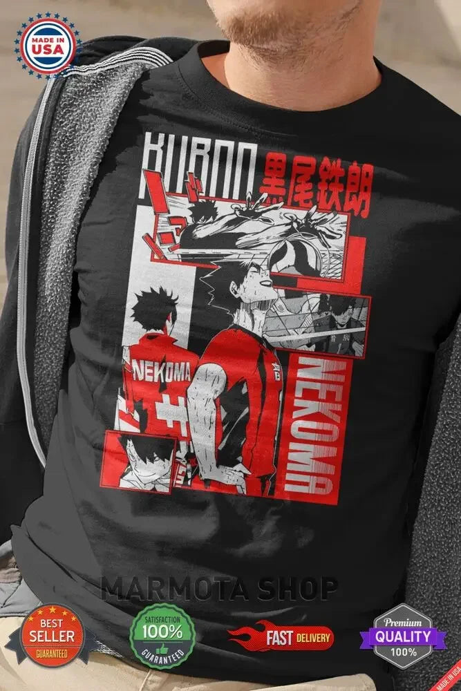 Haikyuu Anime Nekoma High Volleyball Tetsuro Kuroo Hinata T-Shirt