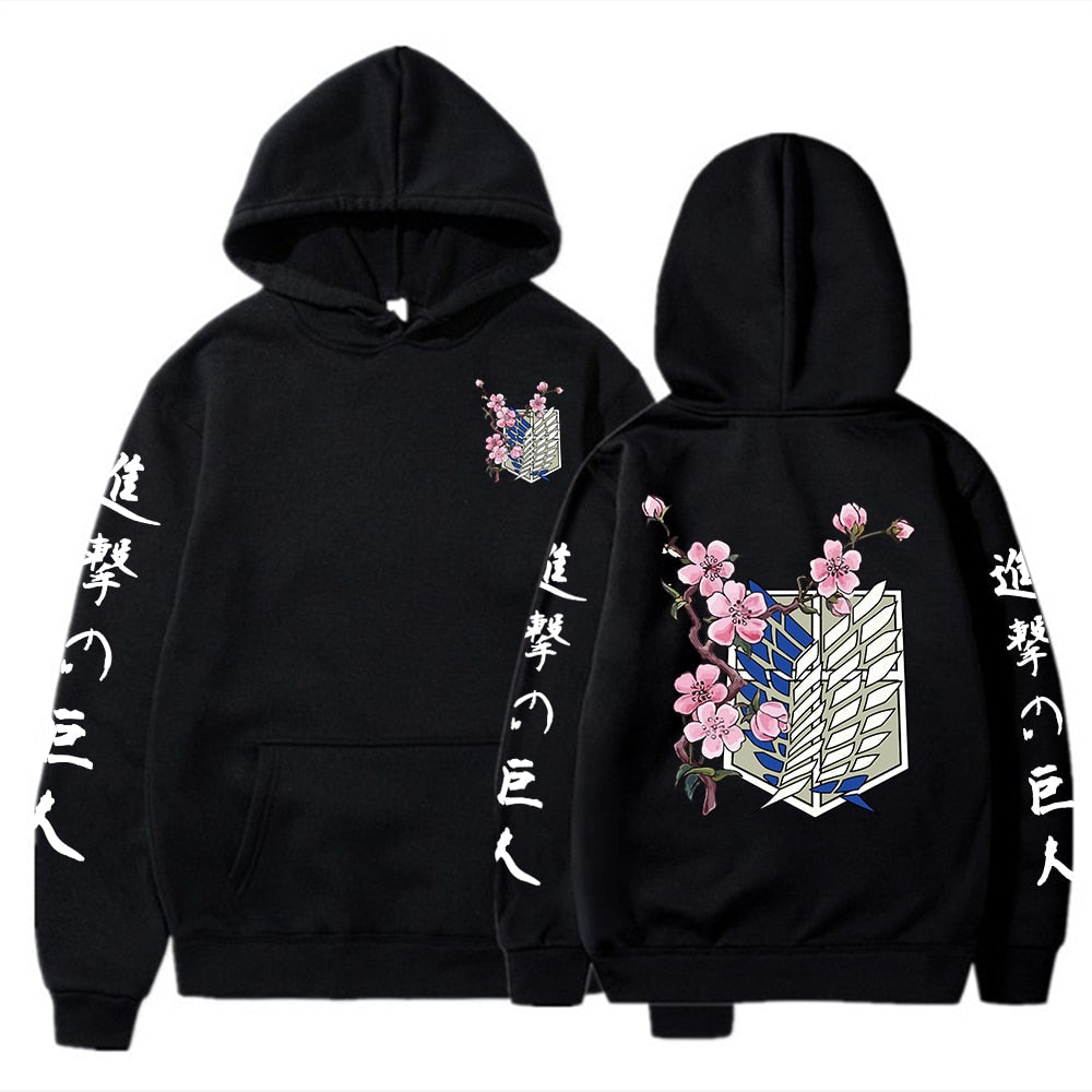 Printed Cherry Blossom Scout Regiment Hoodie Attack on Titan (Colors Available) - House Of Fandom