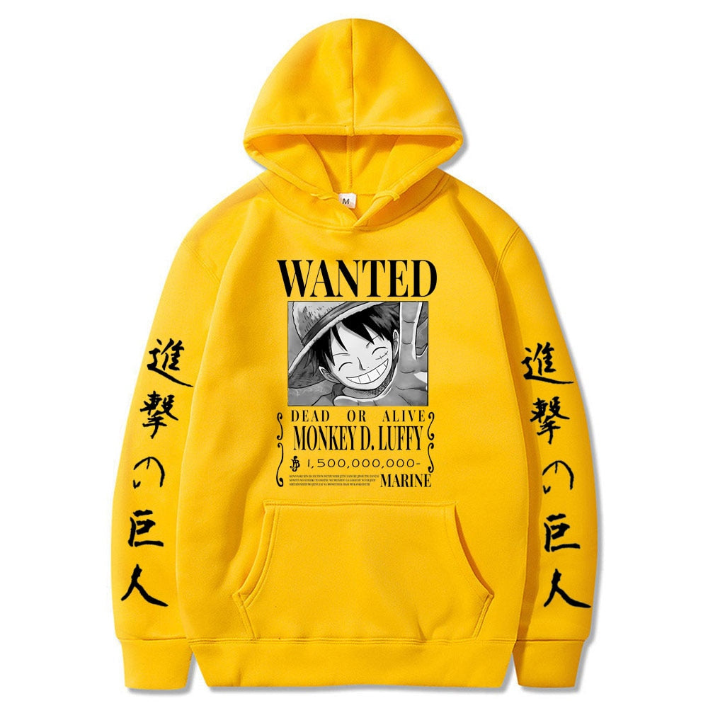 WANTED Luffy Hoodie One Piece (Colors Available) - House Of Fandom