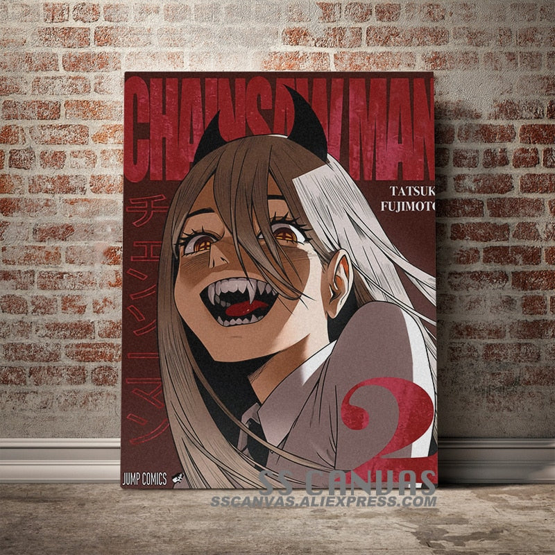 JUMP Cover Canvas Painting Chainsaw Man (Sizes Available) - House Of Fandom