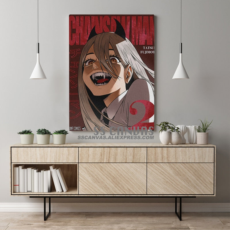 JUMP Cover Canvas Painting Chainsaw Man (Sizes Available) - House Of Fandom