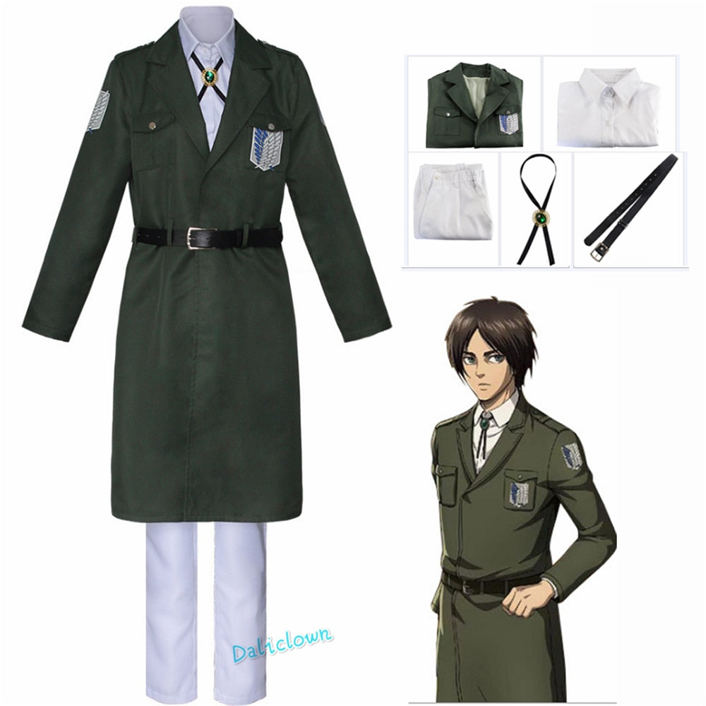 Attack on Titan Cosplay Levi Costume Shingek No Kyojin Scouting Legion Soldier Coat Trench Jacket Uniform Men Halloween Outfit - House Of Fandom