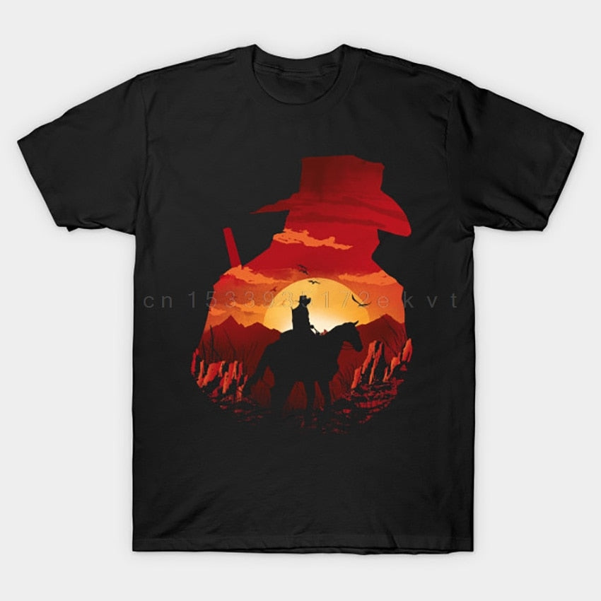 Red Sunset T Shirt Red Dead Redemption (Colors available)