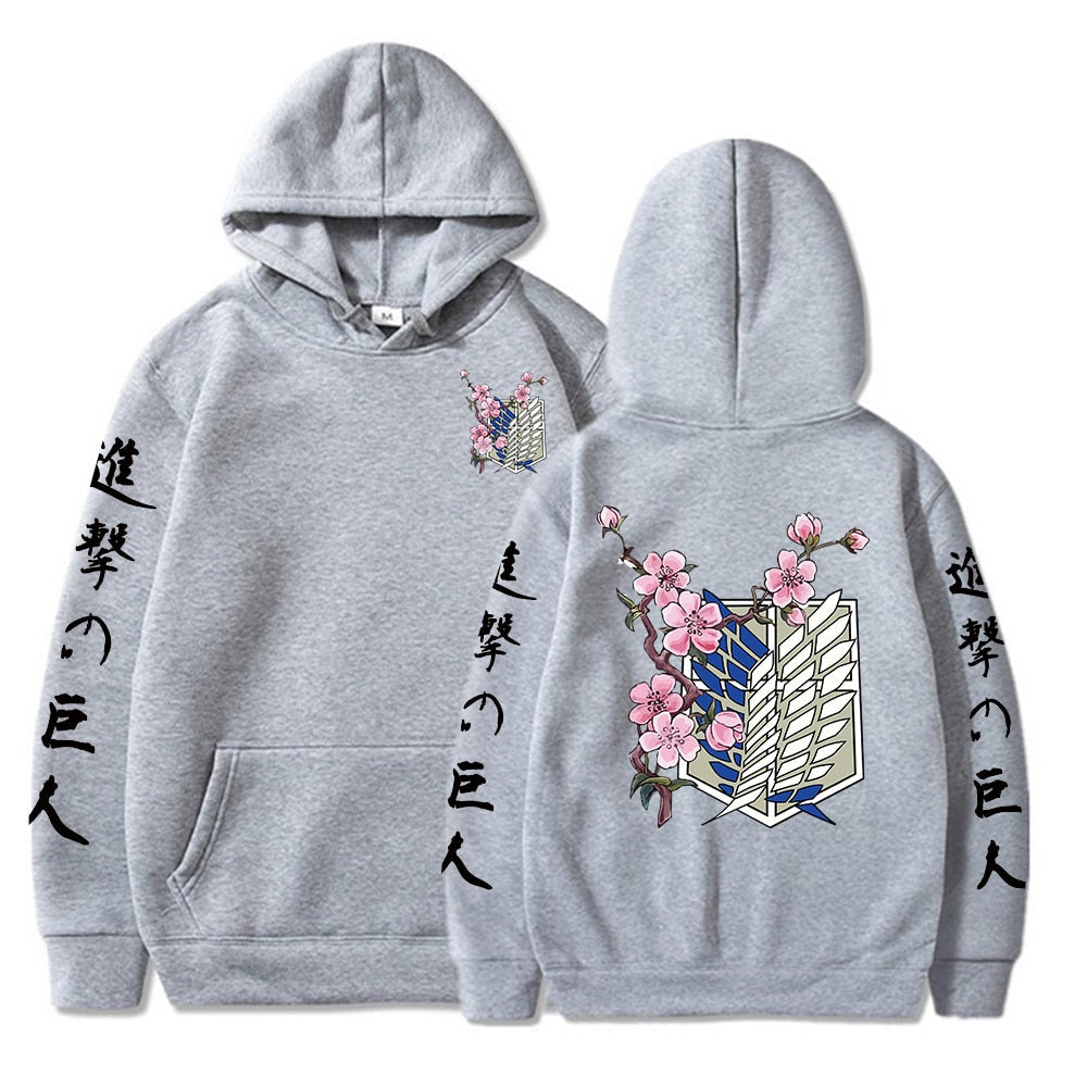 Printed Cherry Blossom Scout Regiment Hoodie Attack on Titan (Colors Available) - House Of Fandom