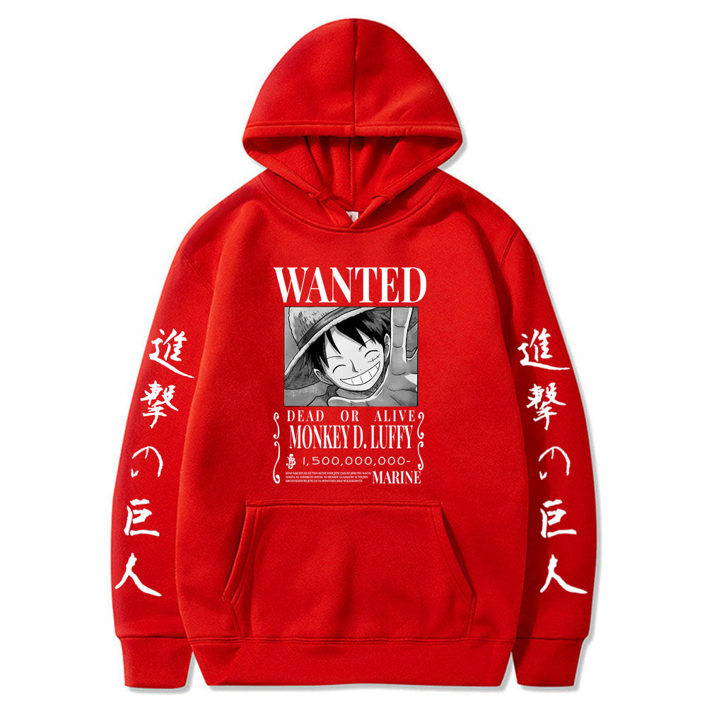 WANTED Luffy Hoodie One Piece (Colors Available) - House Of Fandom