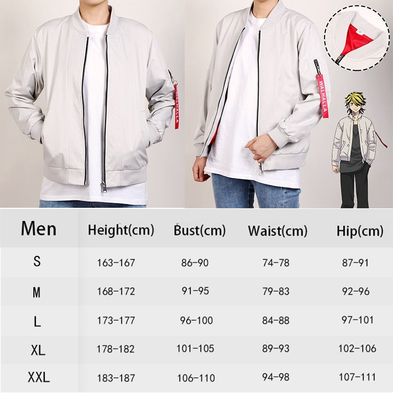 Valhalla/Walhalla Off-white/Gray Bomber Jacket Tokyo Revengers - House Of Fandom