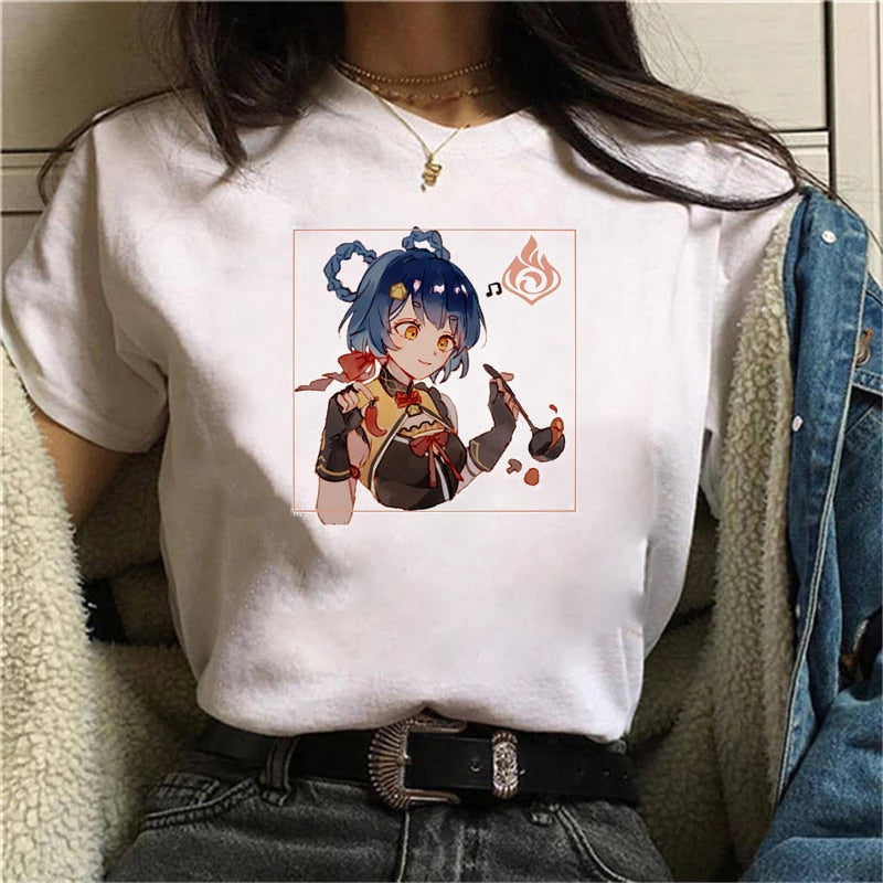 Graphic White Tees Set-2 Genshin Impact (Variants Available) - House Of Fandom