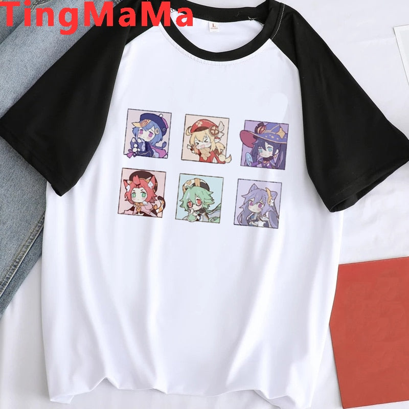 Graphic Bi-color Tees Set-2 Genshin Impact (Variants Available) - House Of Fandom