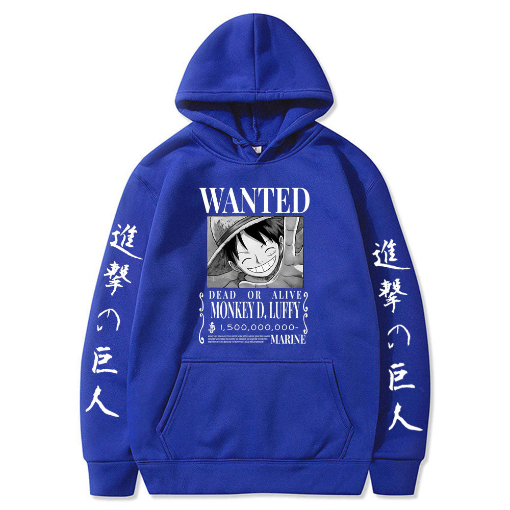 WANTED Luffy Hoodie One Piece (Colors Available) - House Of Fandom