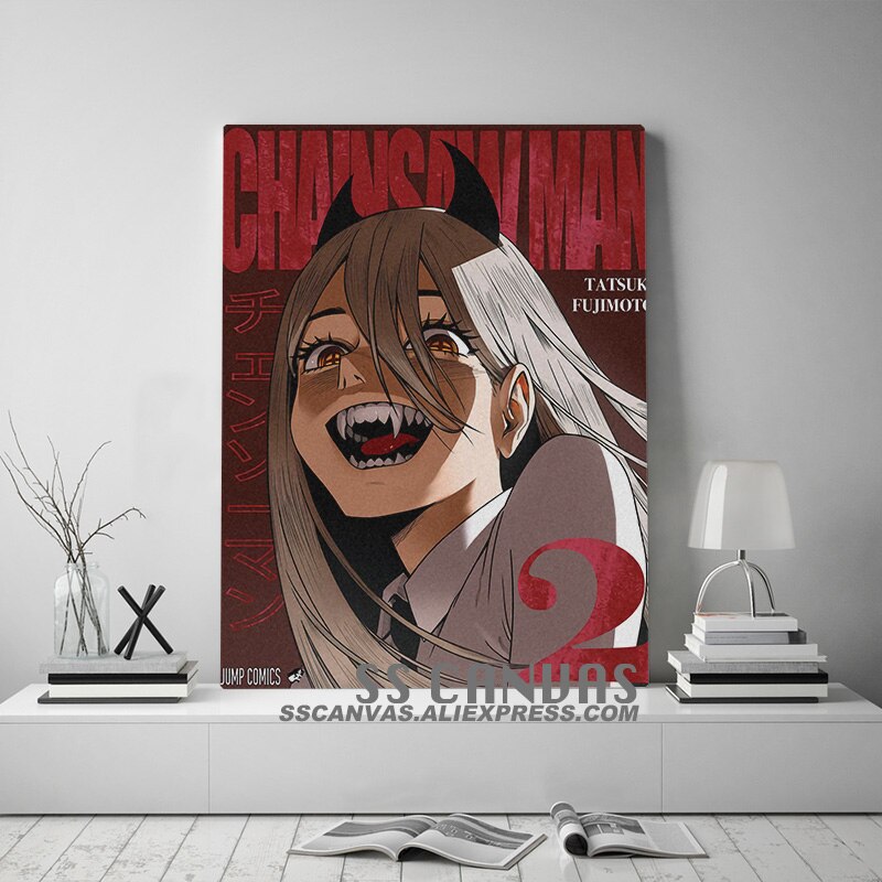 JUMP Cover Canvas Painting Chainsaw Man (Sizes Available) - House Of Fandom