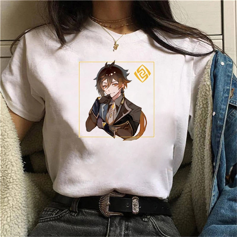 Graphic White Tees Set-2 Genshin Impact (Variants Available) - House Of Fandom